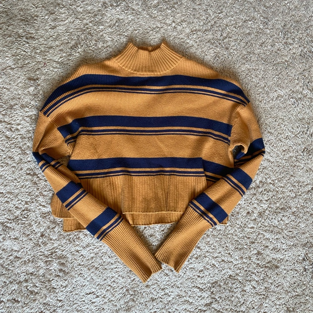 Arizona Jean Company Mustard and Navy Striped Sweater